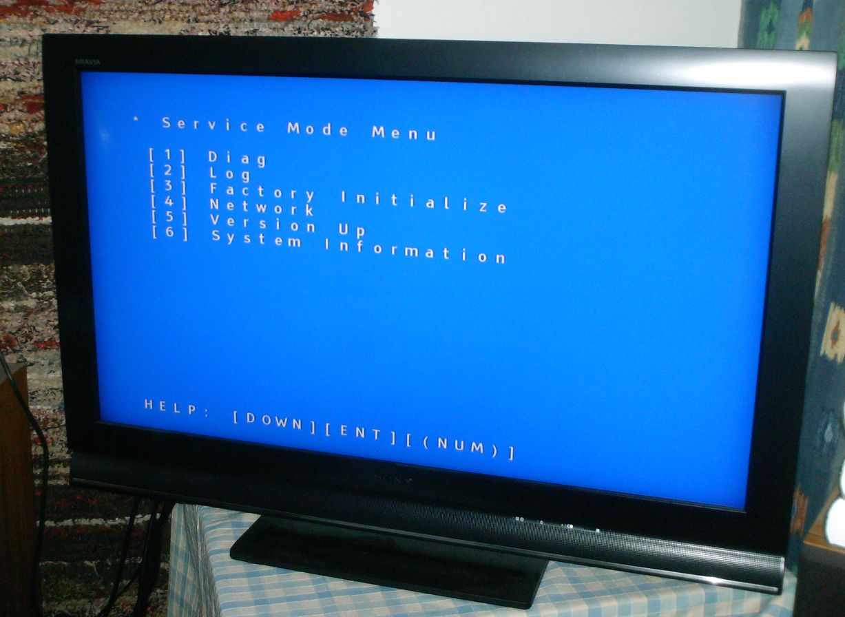 Sonyn BD-soittimen huoltovalikko