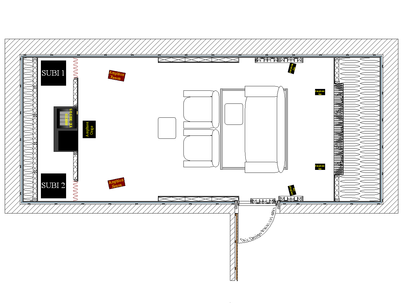 Subbareiden sijoitus kankaan taakse