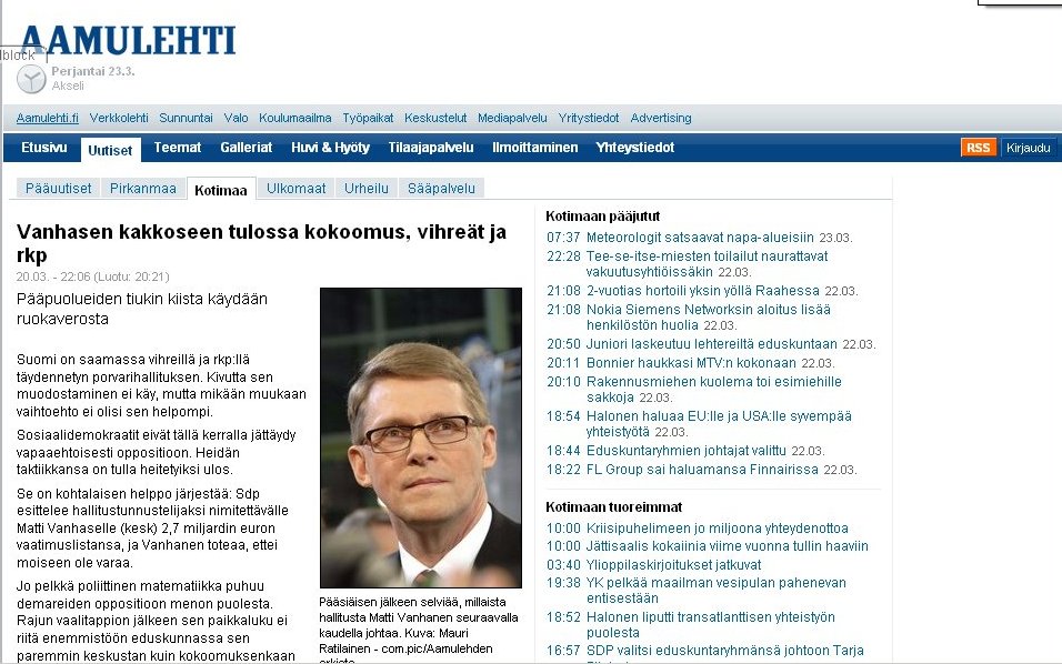 Vanhasen hallitus on....